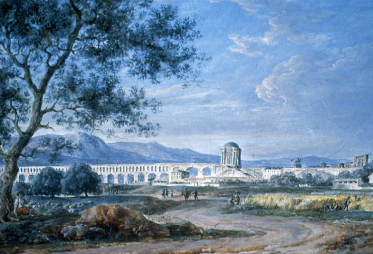 Aquarelle du Peyrou par Colbert, ensemble.