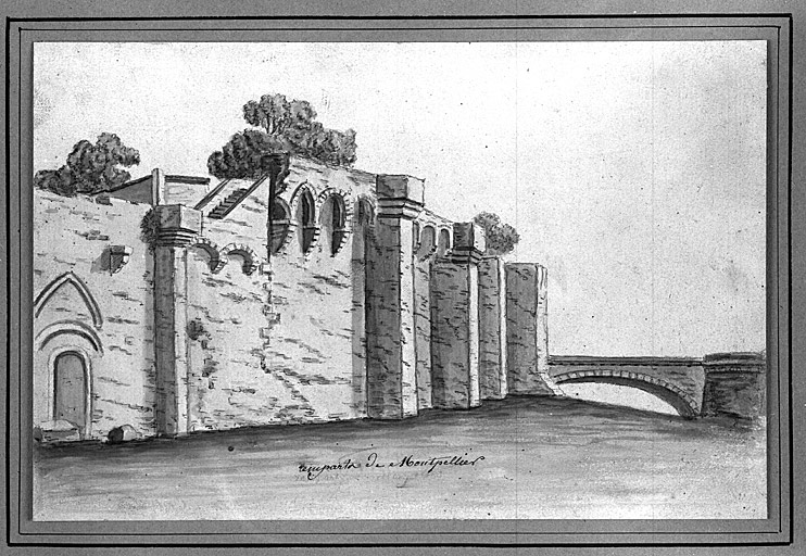 Dessin des 'remparts de Montpellier'.