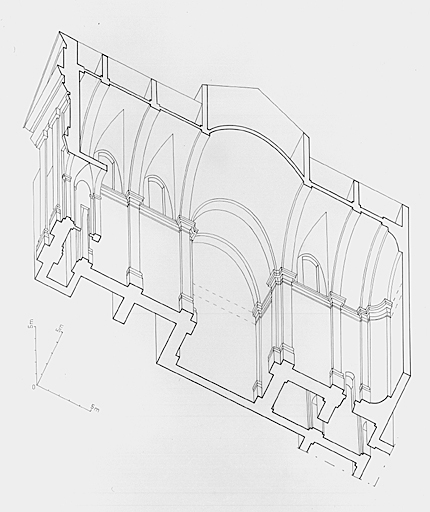 Axonométrie, restitution de l'ancienne chapelle.