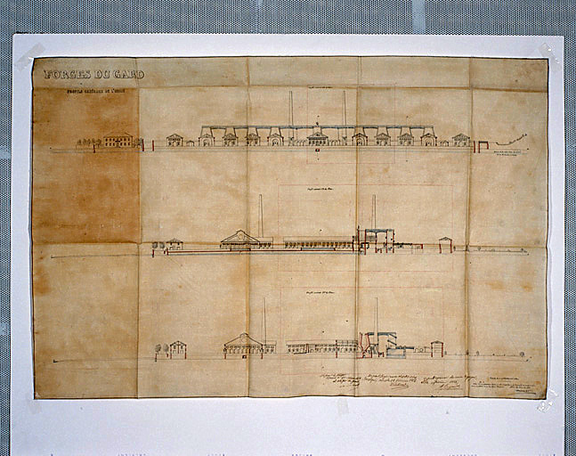 Fonds usine de Tamaris. Profils généraux de l'usine métallurgique projetée, non réalisée par la Cie des Forges du Gard