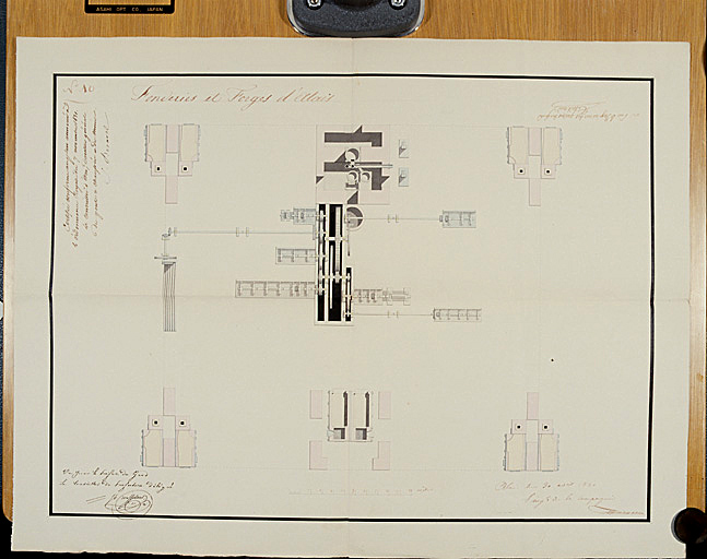 Fonds usine de Tamaris. Plan original de la grande forge (copie du plan de demande d'autorisation)