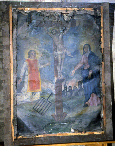 Tableau : Calvaire avec saint Vincent