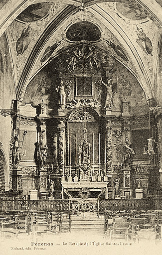 Vue du choeur, état avant 1963. Carte postale ancienne.