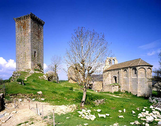 Vue d'ensemble de la tour et de la chapelle Saint-Jean-Baptiste, prise du sud-est