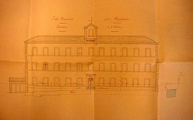 'Ecole Normale pour Perpignan', élévation à l'Ouest, encre sur papier, n.s., s.d. [vers 1877].
