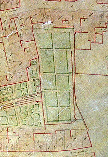 [Perpignan. Cadastre dit napoléonien] 'Section I, 2ème feuille', par Charbalié, Constans et Falip, s.d. [1839-1842] (A.C. Perpignan : 1 Fi 144). Détail.