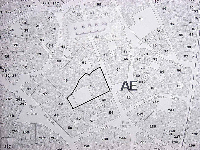 Restitution sur le cadastre de 1975 de l'emprise de la Casa Xanxo