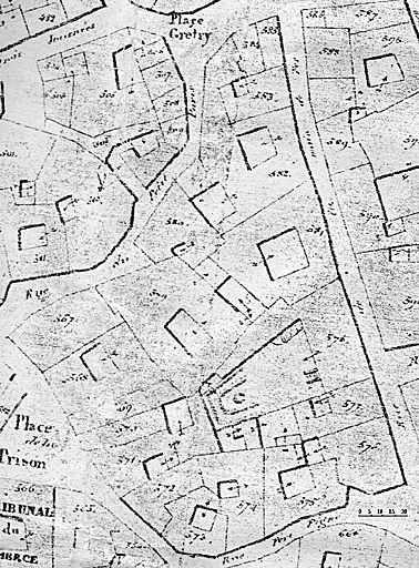 [Perpignan. Cadastre dit napoléonien] 'Section I, 2ème feuille', par Charbalié, Constans et Falip, s.d. [1839-1842]. Détail.