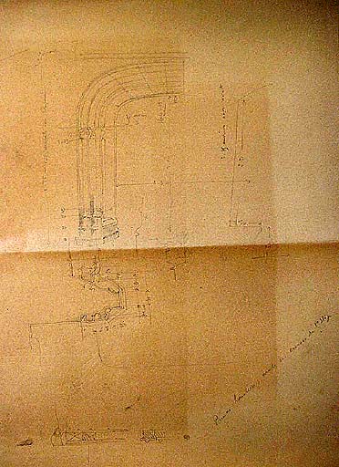 [Relevé des cotes de l'arc situé au milieu du vestibule de la Casa Xanxo], relevé, dessin sur papier, n.s. (G. Dagrant ?), s.d. [vers 1911].