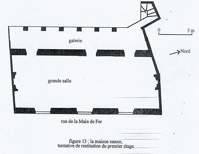 'La maison Xanxo, tentative de restitution du premier étage'. Plan.