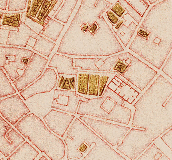 Plan : état du parcellaire vers 1731 (collection Société archéologique)