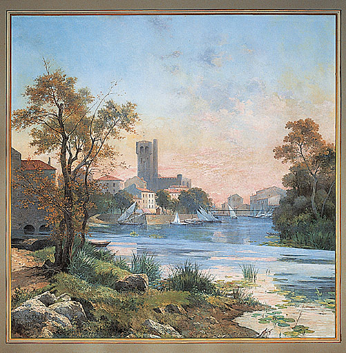 Vue d'Agde par E. Baudoin, 1888.