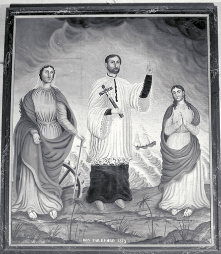 Tableau : Sainte Catherine d'Alexandrie, saint François-Xavier et sainte Ursule (?)