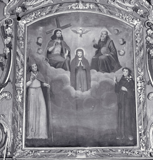 Tableau de l'ensemble de l'autel de saint-Claude et de saint-Antoine de Padoue : saint Claude, saint Antoine de Padoue, la Trinité.