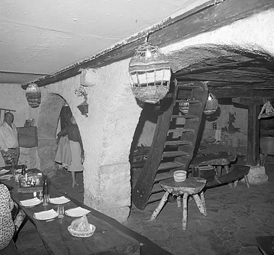 Le plafond de l'écurie en planche n'est pas soutenu par un pilier de bois comme ailleurs, mais par deux arcs de pierre (comparer avec les chalets de l'Aupet).