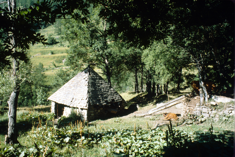 Vue prise du nord-est. ; Freissinières. Enflous. Moulin. Vue prise du nord-est.