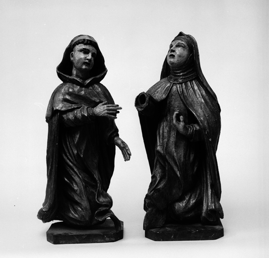 Ensemble de 2 statues : Saint Dominique, Sainte Catherine de Sienne