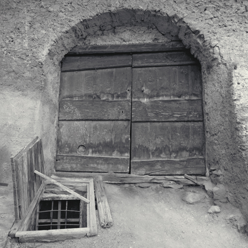 Fontchristianne. Parcelle 648. Façade antérieure ouest. Porte de la grange. Noter la fenêtre de l'écurie ouvrant dans la montée.