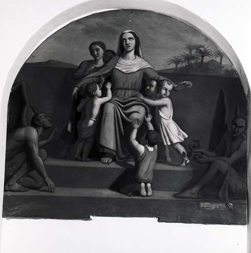 Tableau autel latéral nord : refuge contre la tentation. Vue d'ensemble.