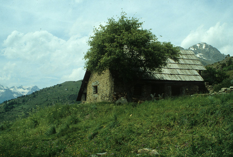 Clos Joutru. Chalet. Vue de volume prise du sud.