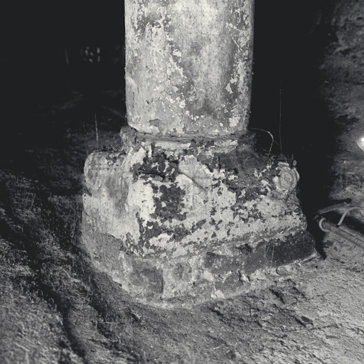 Deuxième sous-sol. Colonne et chapiteau remployés.