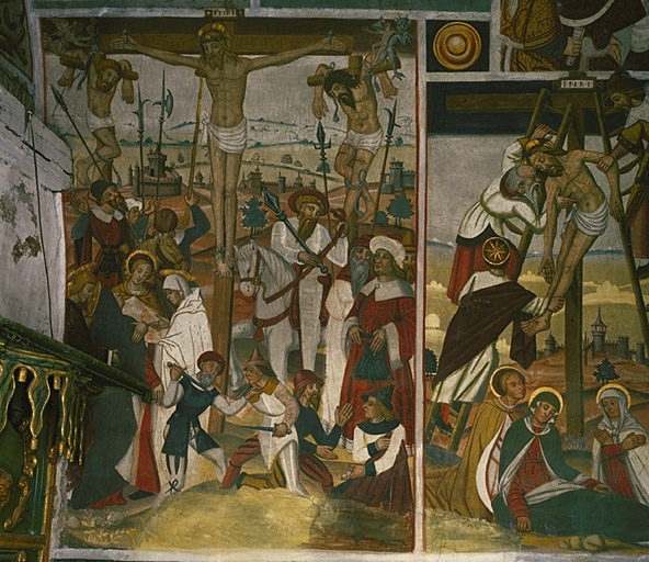 Mur sud et la voûte de la troisième travée. La Crucifixion. Vue d'ensemble.