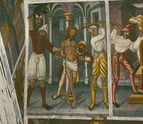 Mur sud. La Flagellation du Christ. Vue d'ensemble.