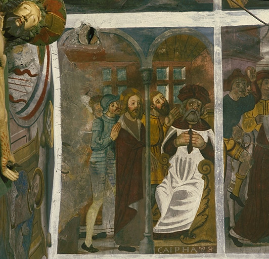 Mur sud. Jésus devant Caïphe. Vue d'ensemble.