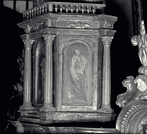 Panneau peint du tabernacle supérieur. Saint Jean-Baptiste.