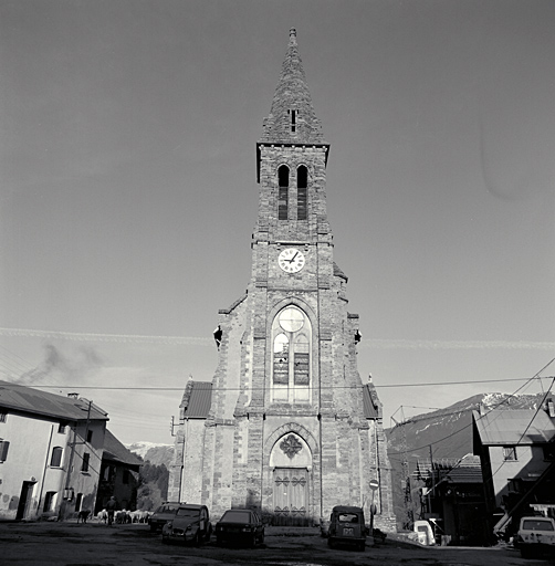 Elévation est : le clocher. ; Le Villar. Eglise paroissiale Saint-Martin-de-Tours Elévation est, clocher.