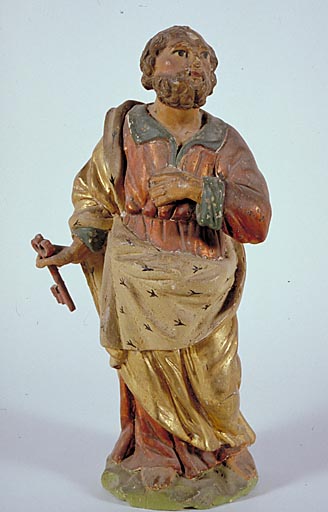 Statuette du retable en bois doré. Saint Pierre.