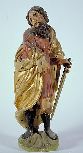 Statuette du retable en bois doré : saint Paul.