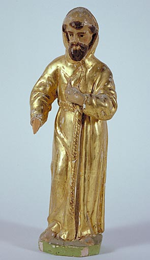 Statuette du retable en bois doré. Saint Antoine ?