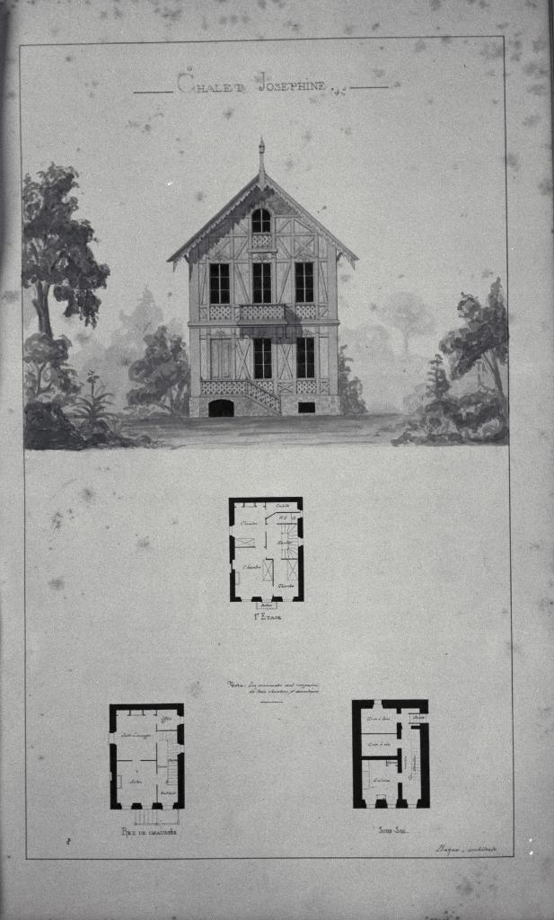 Chalet Joséphine. [Elévation, plans des niveaux.], [vers 1880-1890].