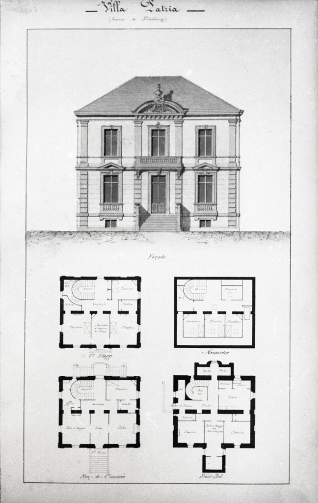 Villa Patria. (Avenue de Strasbourg). [Façade. Plans des niveaux], vers 1880-1890.