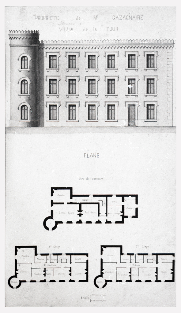 Propriété de Mr Gazagnaire. Villa de la Tour. Plans. [vers 1880-1890]
