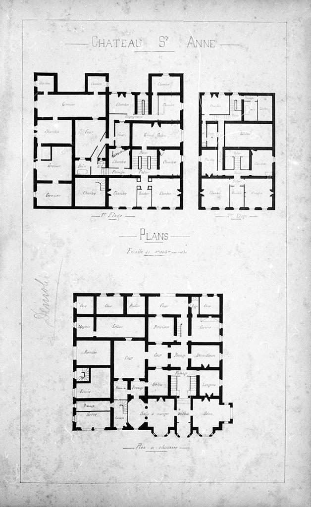 Château Ste Anne. Plans, vers 1880-1890.