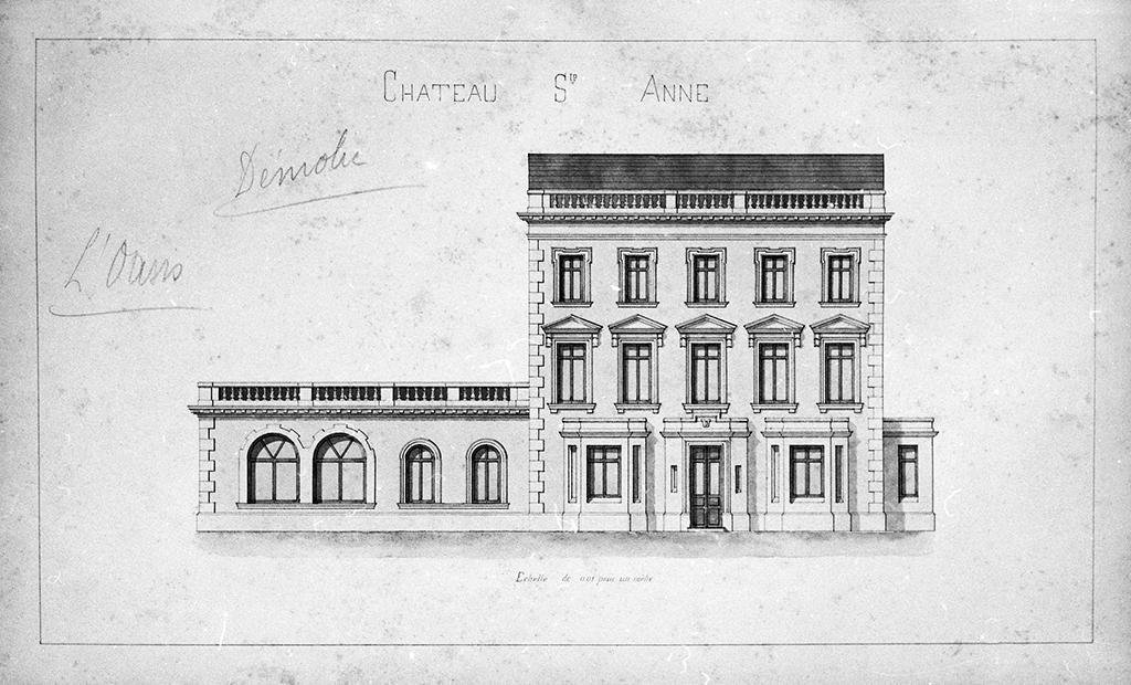 Château Ste Anne. [Elévation sud], vers 1880-1890.