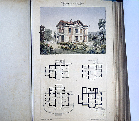 Villa Lutetia [Plans et vue en perspective cavalière].