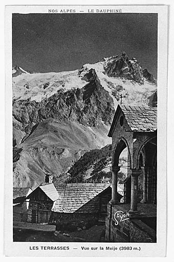 Nos Alpes. Le Dauphiné. Les Terrasses. Vue sur la Meije (3983 m.)