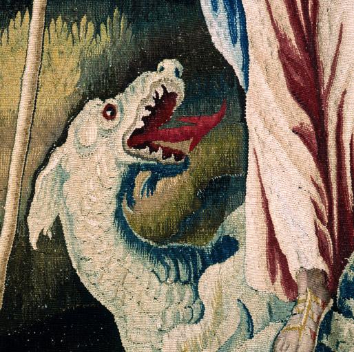 Tableau de tapisserie 1. Sainte Marguerite d'Antioche. La tête du dragon.
