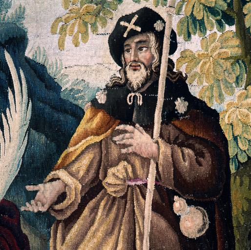 Tableau de tapisserie 1. Saint Jacques le Majeur. Vue à mi-corps.