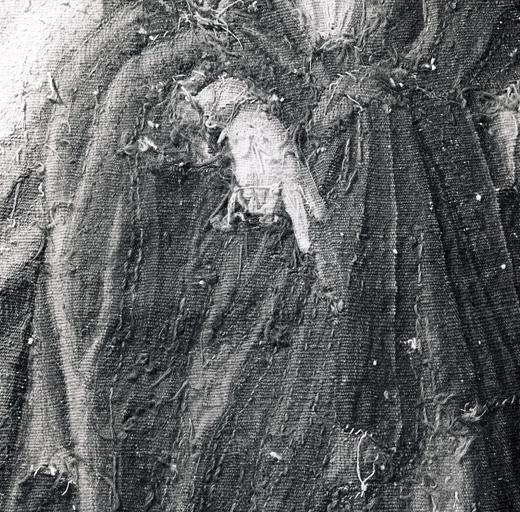 Tableau de tapisserie 1 : main de saint Joseph, revers.