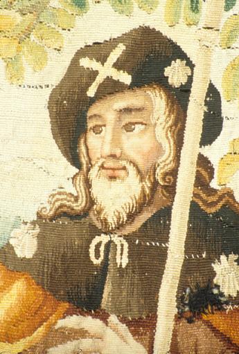 Tableau de tapisserie 1. Buste de saint Jacques le Majeur.