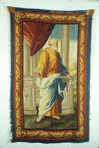 Tableau de tapisserie 2 : Saint Pierre. Vue d'ensemble. Porte l'inscription M.R. DAVBVSSON.