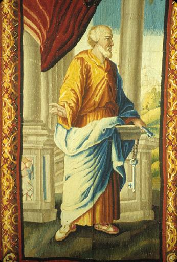 Tableaux de tapisserie (3) : saint Joseph, sainte Marguerite d'Antioche, saint Jacques le Majeur, saint Pierre, saint Paul