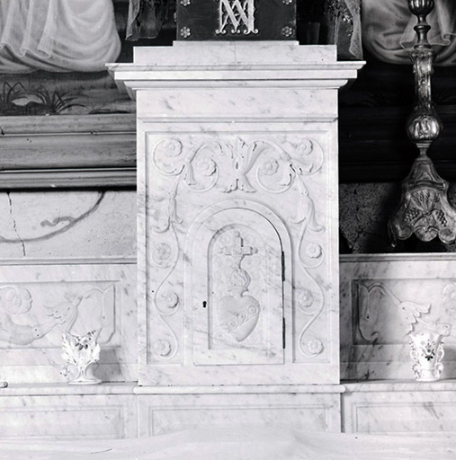 Autel, 2 gradins d'autel, tabernacle de l'ensemble de la Vierge