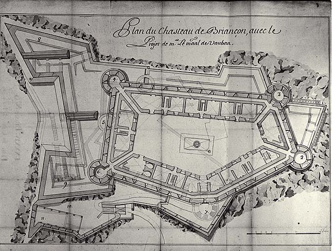 Plan du chasteau de Briançon avec le projet de Mr le maréchal de Vauban..