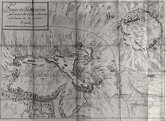 Projet de fortification pour occuper les Testes sur Briançon et la hauteur du Randouillet.