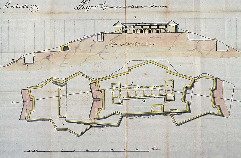 Plan pour servir de projet à la fortification du chasteau du Randouillet pres Briançon en 1720.